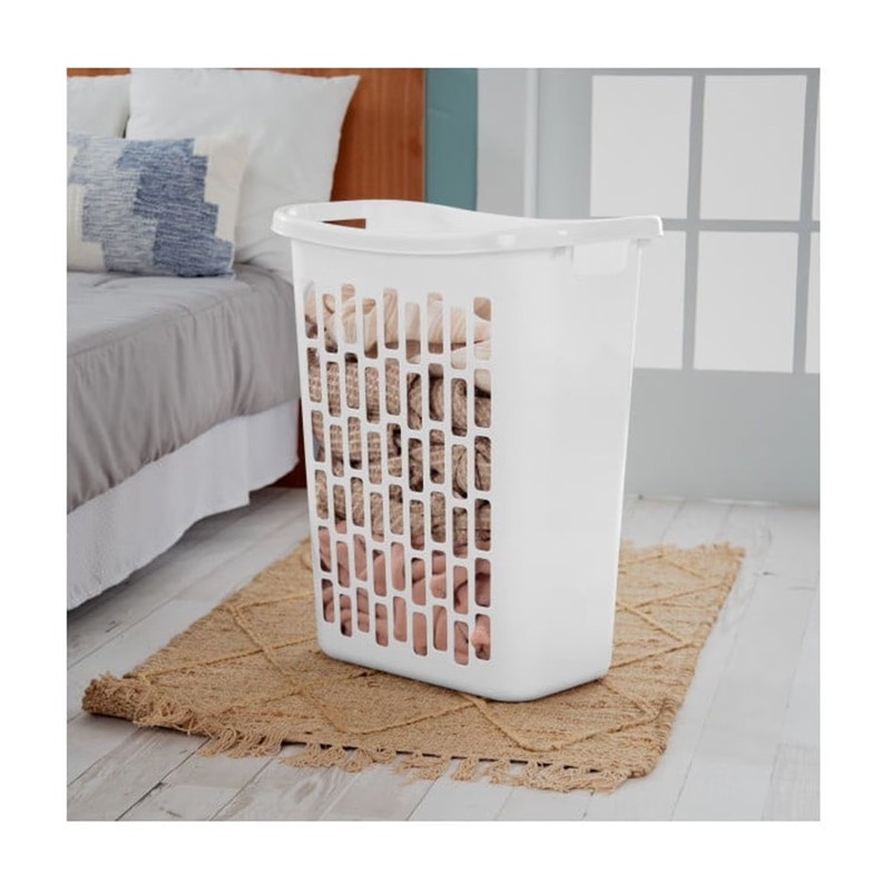 Rectangular Open Plastic Hamper, for Narrow Spaces, White, Adult gallery