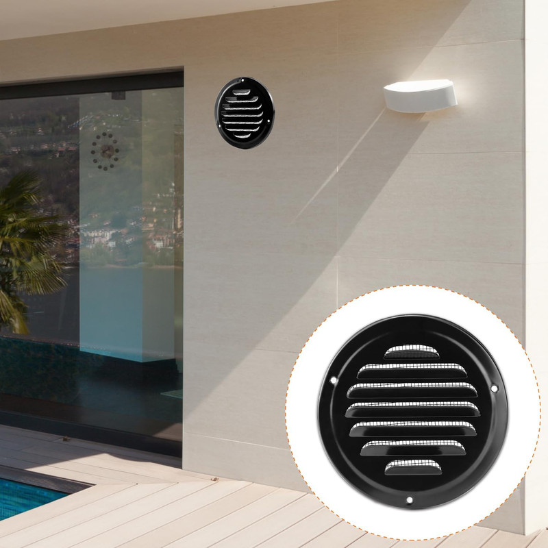 4" Black Soffit Vent Cover with Screen Mesh, 10 Pack round Metal Air Vent Louver gallery