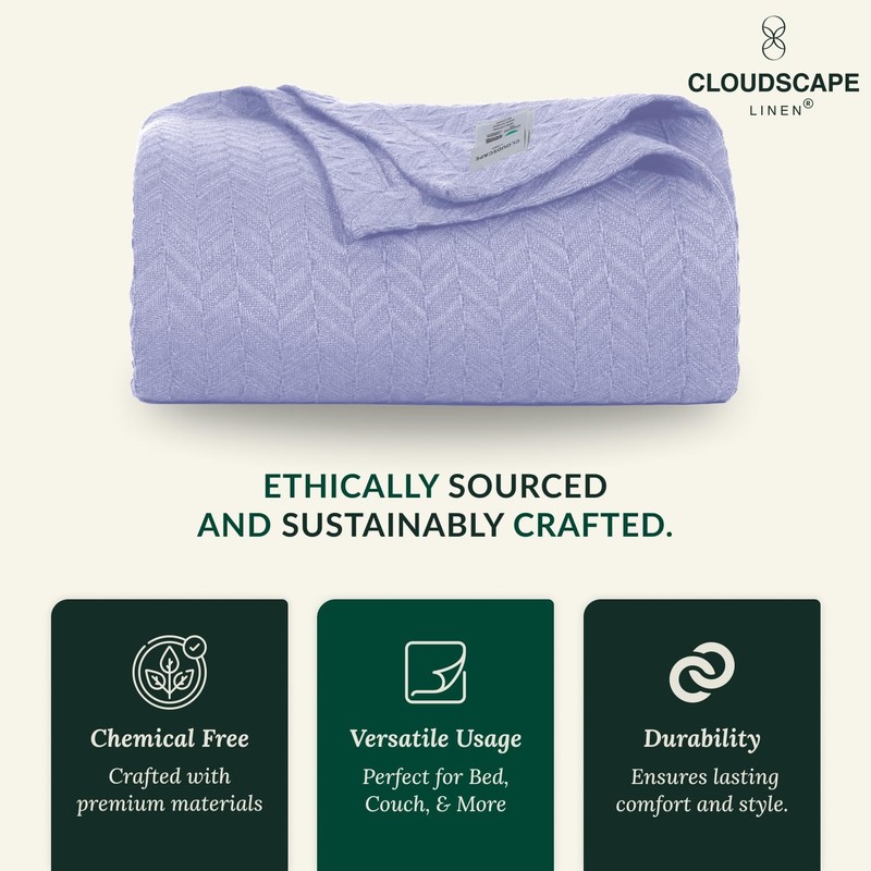 CLOUDSCAPE Cotton Throw for Couch - 100% Cotton Gauze Herringbone Weave - 50x... gallery