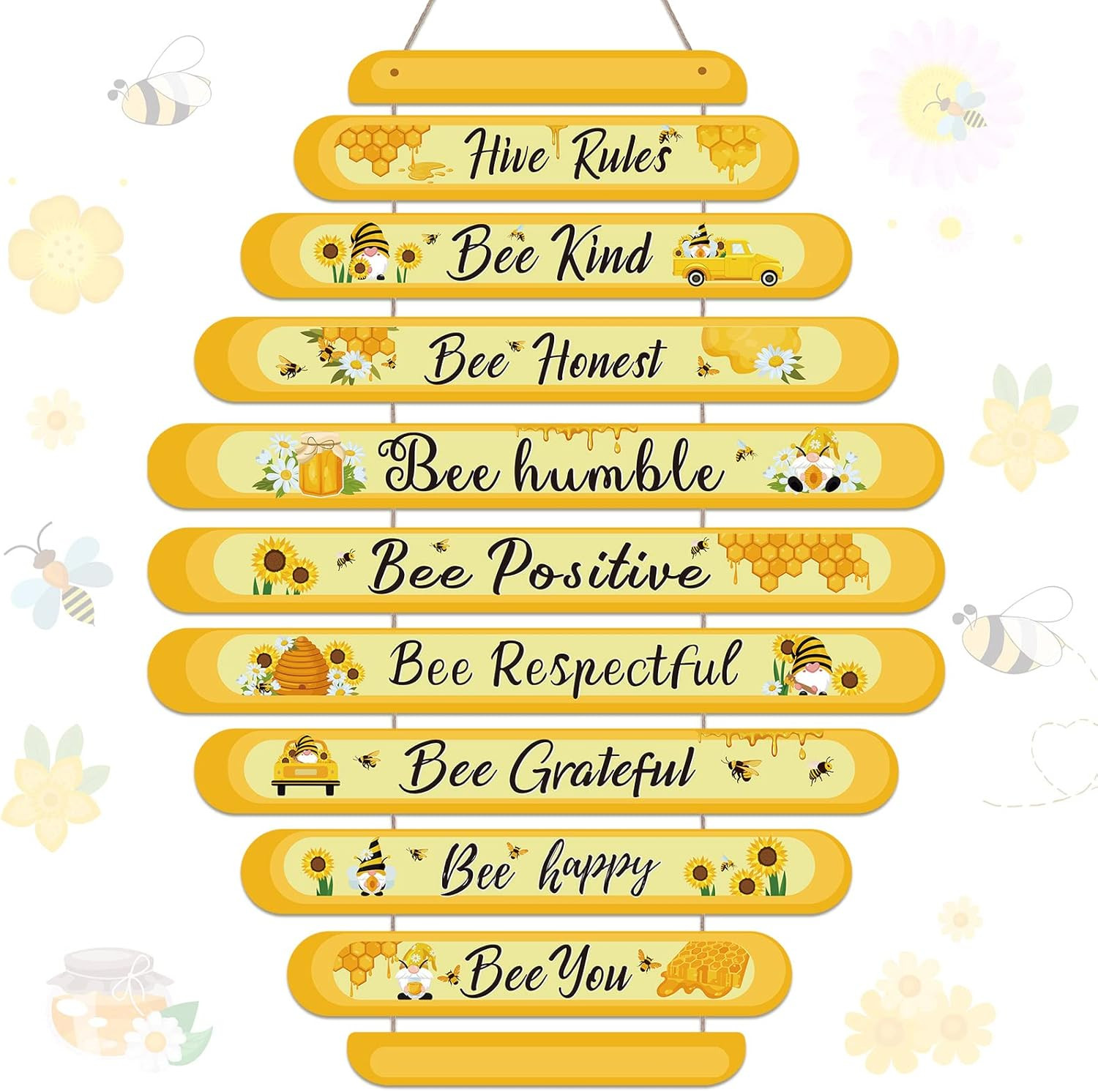 Bee Decor Sign Hive Rules Decorations Plaque Spring Wall Decor Daisy Honey Bee S gallery