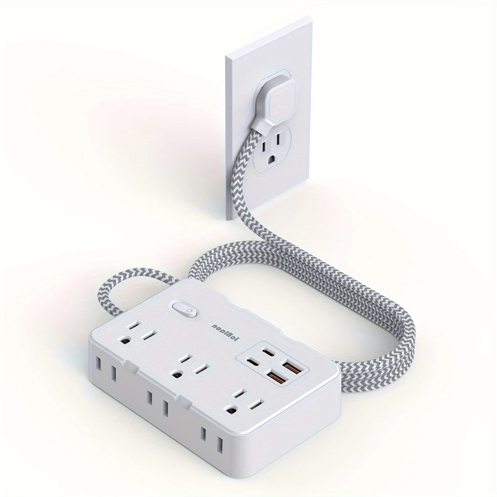 US Plug AC Outlet Multiprise Power Strip Braided Extension Cord Smart Home Elect gallery