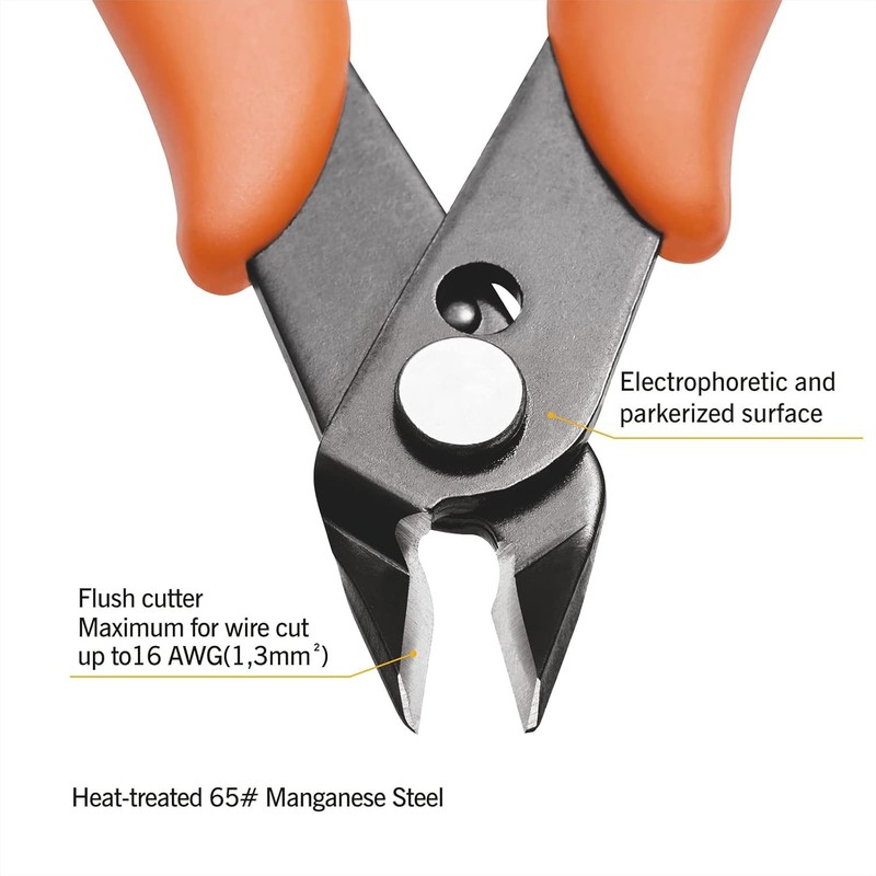 Micro Wire Cutters 5" Precision Flush Pliers, Mini Side Snips for Jewelry, Hobby gallery