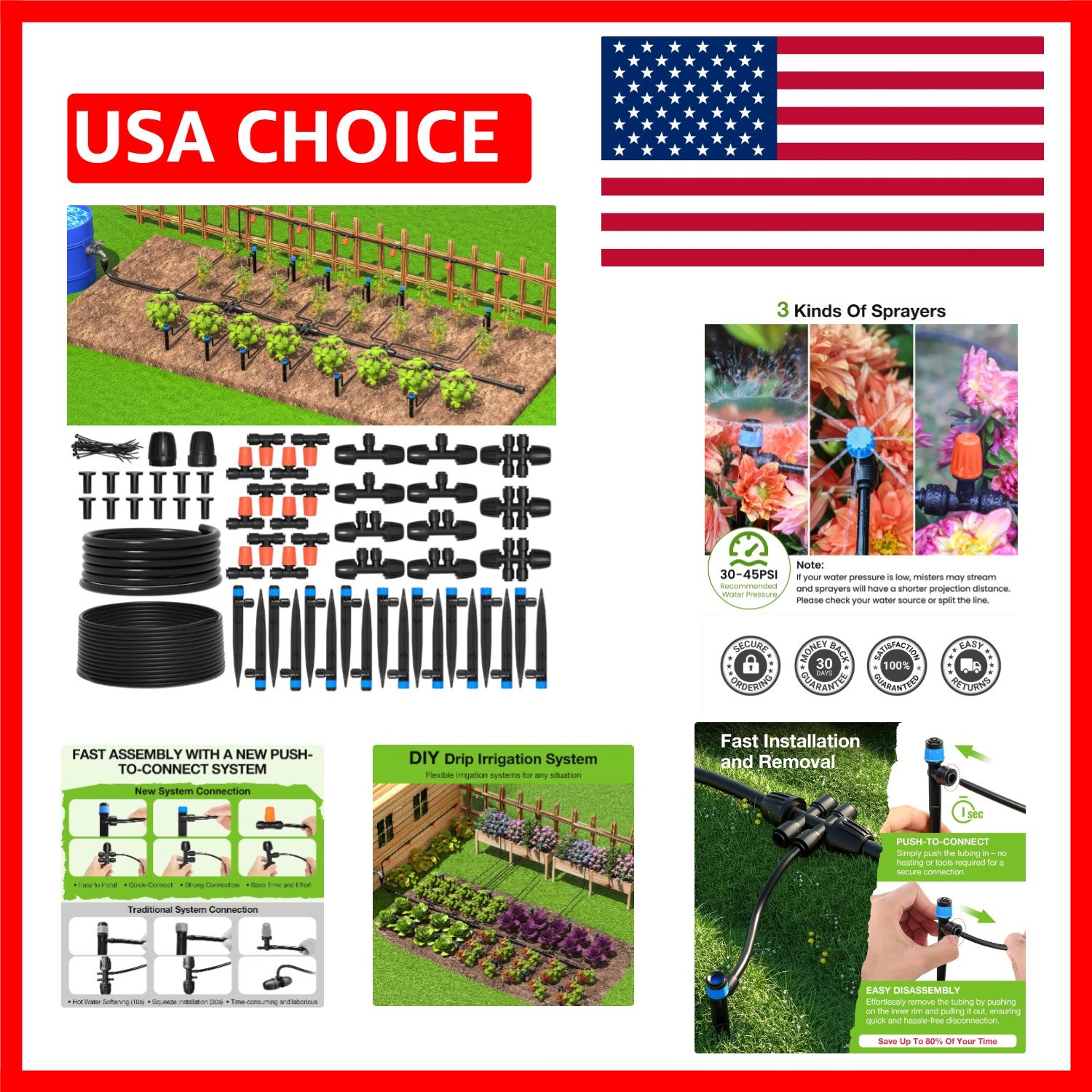 Upgraded Drip Irrigation Kit: Automatic Watering with 26ft Main Tube & 75ft Hose gallery
