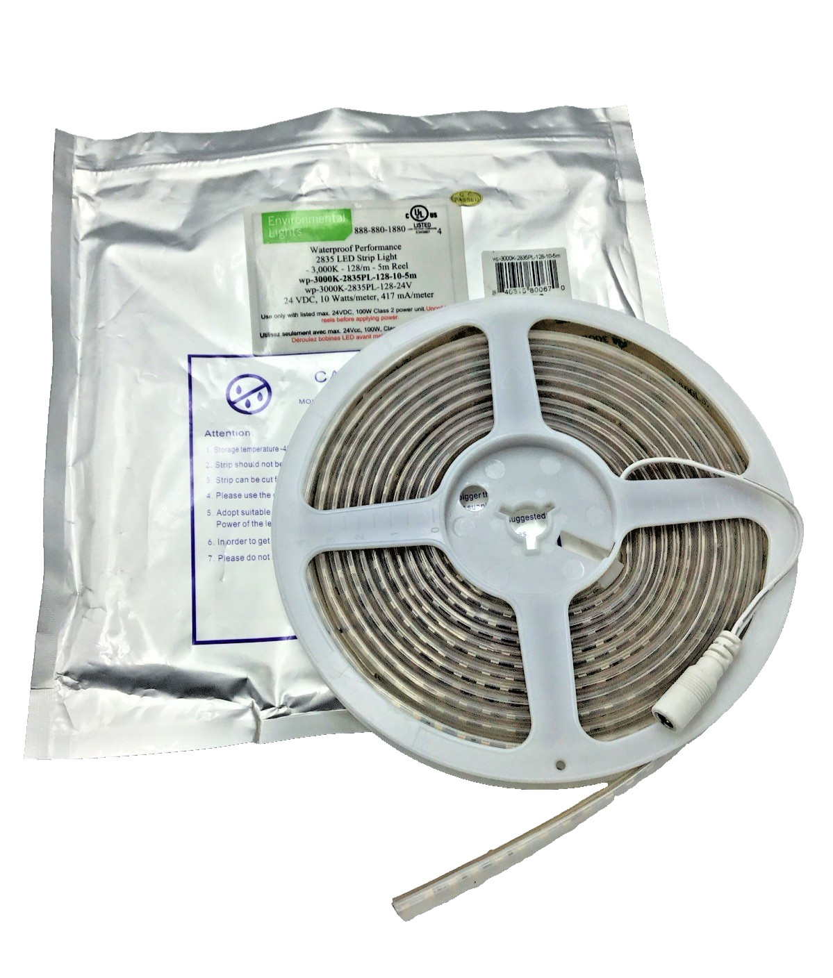 Environmental Lights Waterproof WP-3000K-2835PL-128-10-5m LED Strip Light, 5m gallery