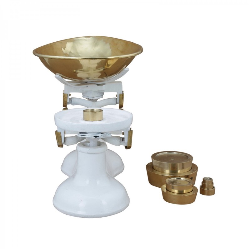 Kitchen Decor Counter Weight Scale with Brass Bowl and Counter Weights gallery