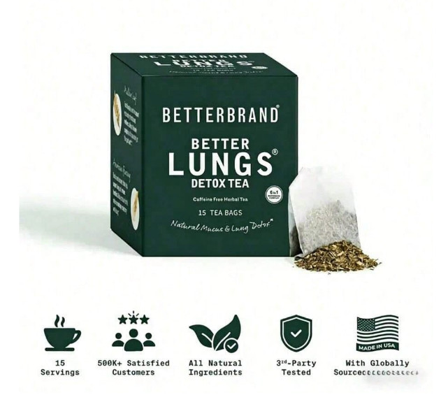 Betterbrand Better Lungs Detox Tea Caffeine Free Herbal 15 Tea Bags Mullein Leaf gallery