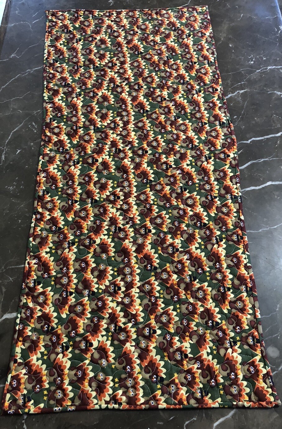 Thanksgiving Pilgrim Turkeys Handmade Quilted Table Runner/42 X 19 Inches gallery