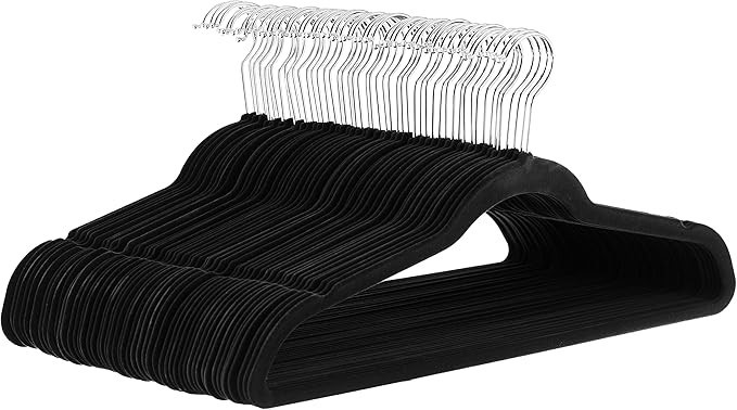 Slim Velvet Non-Slip Space Saving Suit Clothes Hangers, Closet Organizer, Black, gallery