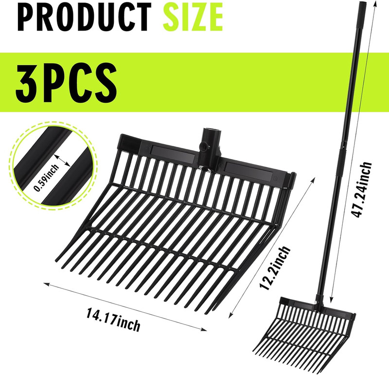 3 Sets Manure Fork with Long Handle, ABS Plastic Head & Metal Handle, Pitch Fork gallery