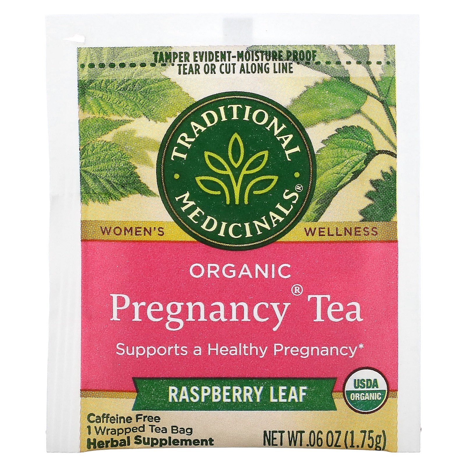 Organic Pregnancy Tea, Raspberry Leaf, Caffeine Free, 16 Wrapped Tea Bags, 0.99 gallery
