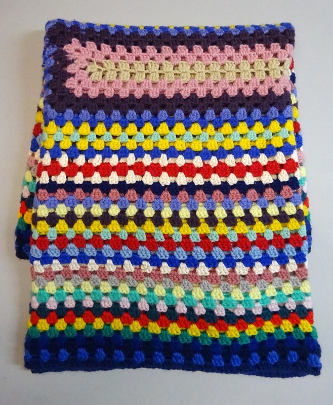 Hand Crocheted Multi-Coloured Rectangular Granny Throw Rug Blanket 185cm x 102cm gallery