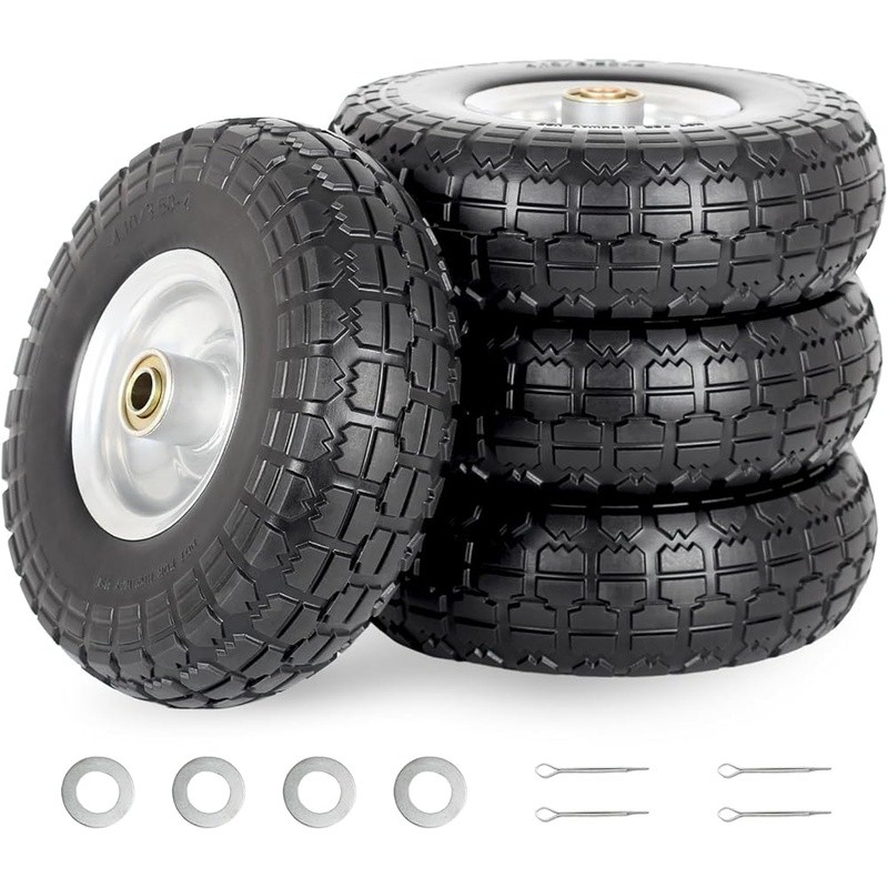 Solid Airless Tire 10 Inch Puncture Proof Wheel Garden Cart Wagon Mower Go Kart gallery