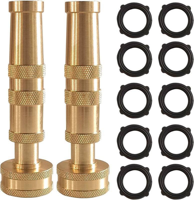 Solid Brass Garden Spray Nozzle 4" Adjustable Twist Water Hose USA Stock 2 PACK gallery