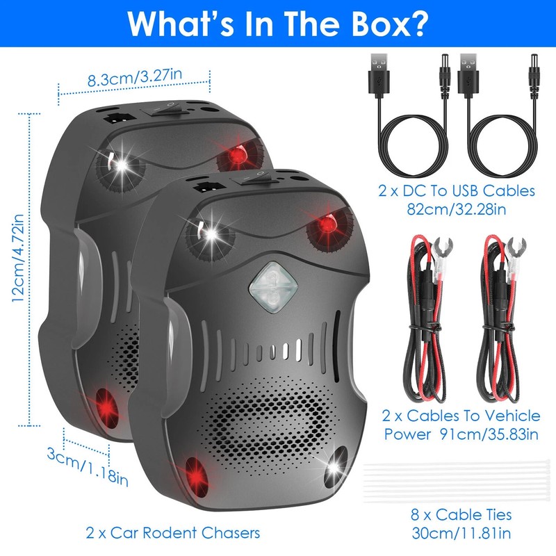 2 PACK CAR ULTRASONIC MOUSE RAT REPELLER VEHICLE PEST ANIMAL DETERRENT REPELLENT gallery