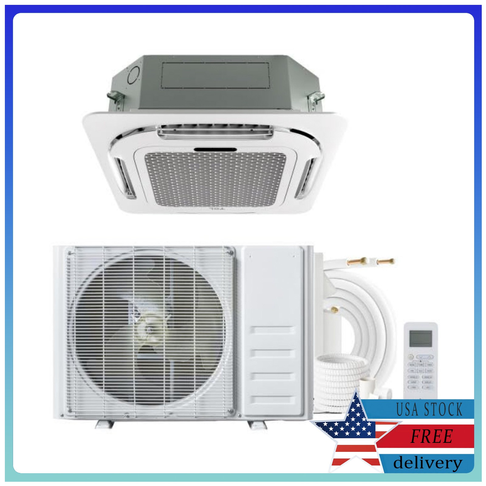 9000 BTU Ceiling Cassette Mini Split AC Cooling & Heating SEER 23 208/230V R454B gallery