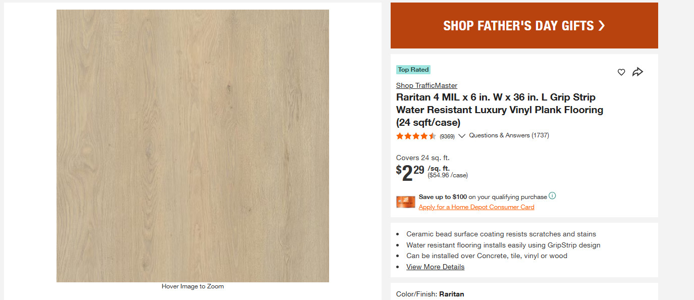 Pallet Sale - Trafficmaster Flooring Raritan 6in x 36in - 20 cases gallery