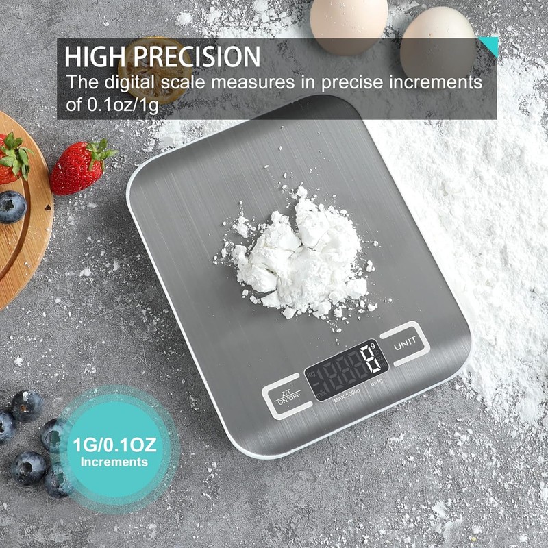 Digital Kitchen Scale White Portable Accurate Food Weighing Scale 5kg 11lbs gallery