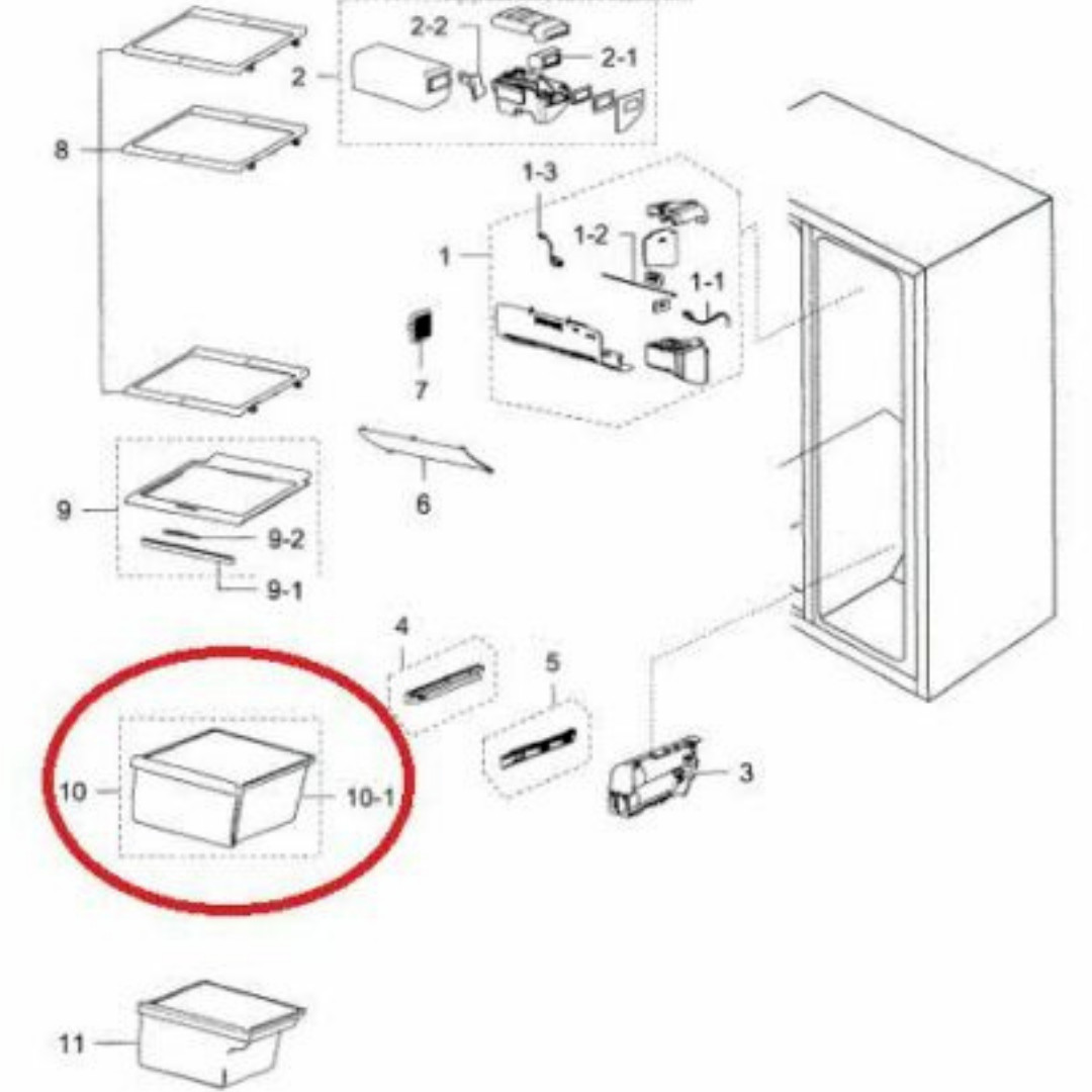 Upper Vegetable Drawer for Samsung RS261MDBP/XAA RS25H5000SR/AA-00 RS261MDPN/XAA gallery