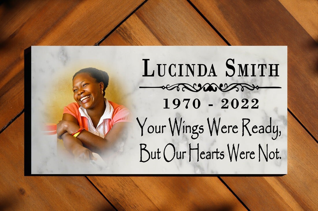 Memorial Stone With Photo Loved One Gift Custom Printed Picture Marble Plaque gallery