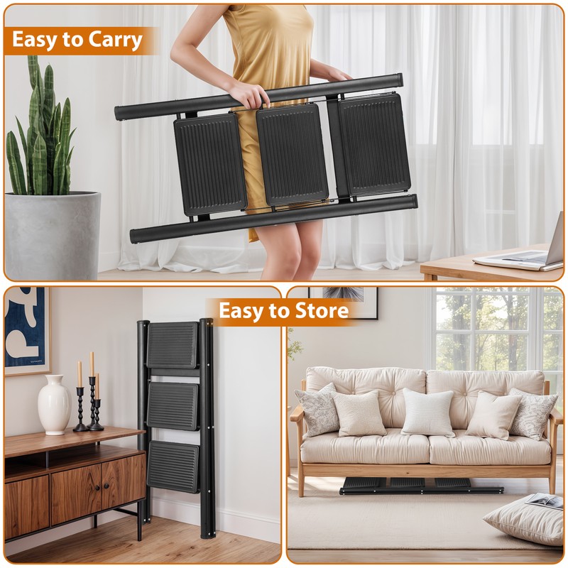 Lightweight 3 Folding Step Stools for Adults with Wide Anti-Slip Pedal Multi Use gallery