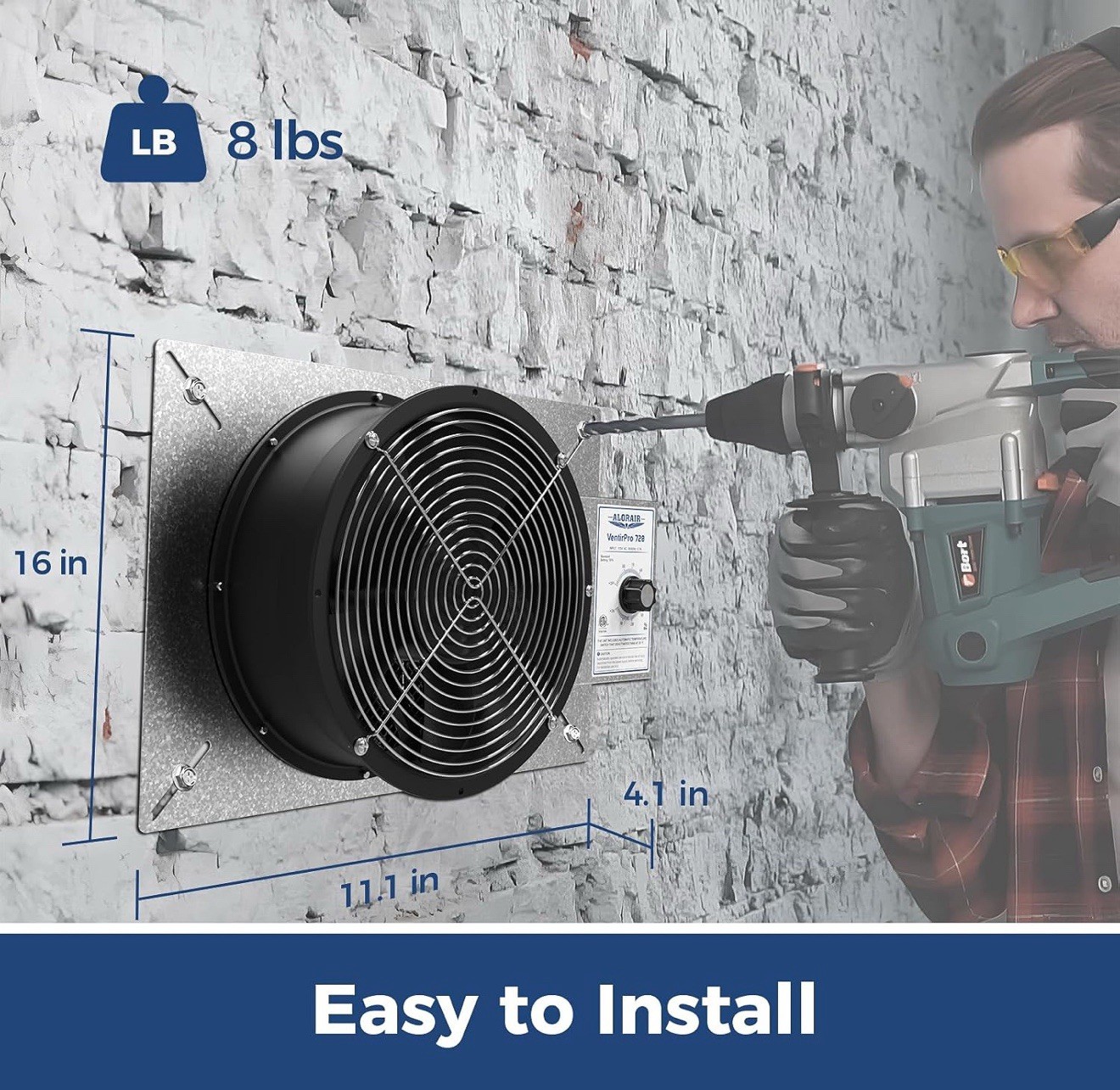 720 CFM High Flow Powered Crawl Space Ventilation Fan, IP55 Rated 10" Basements gallery
