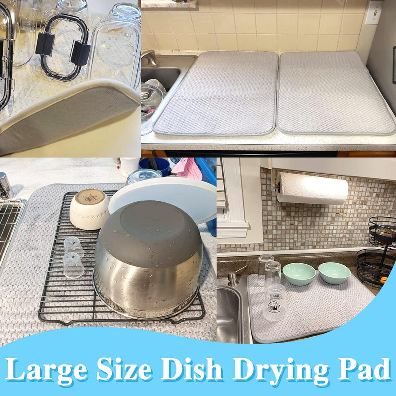 2 Pack Microfiber Dish Drying Mat,24*17 inch Absorbent Dish Drainer Kitchen Coun gallery