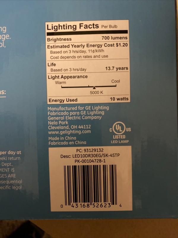 GE LED Lightbulbs BR30Daylight Dimmable Indoor Flood Lights 65W 10W (4 pack)NEW gallery
