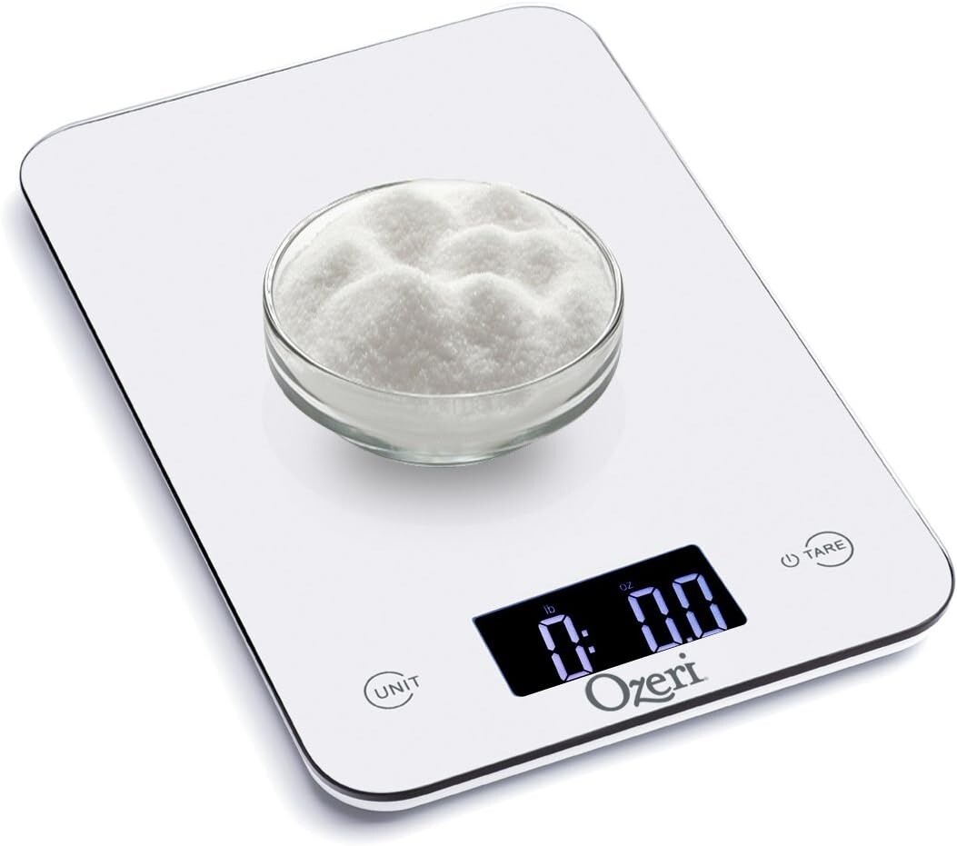 Ozeri Touch Professional Tempered Glass Digital Food Meal Kitchen Scale, White gallery