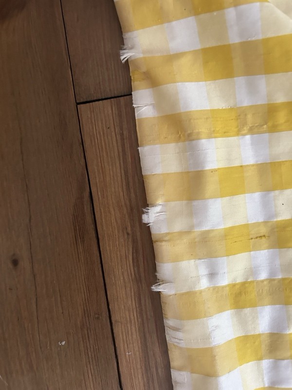 Pair Decorator Custom Made Striped Check Silk Taffeta Tassel Trim Lined gallery