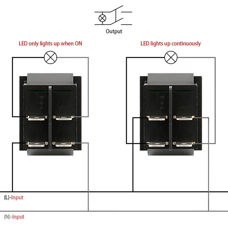 Rocker Switch ON-Off DPST 4 Terminals Red Light 16A 250VAC with Waterproof Cover gallery