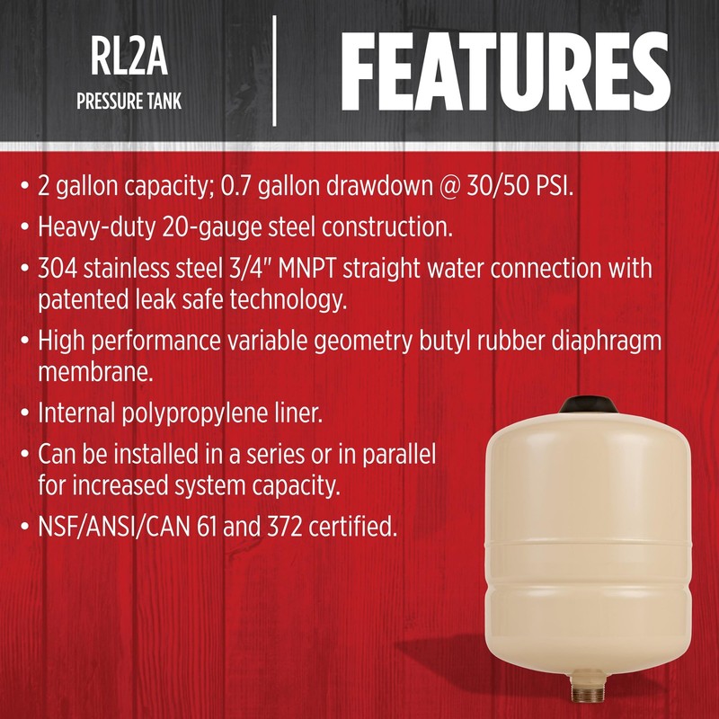Red Lion RL2A - 2-Gallon Inline Pre-Charged Pressure Tank , 3/4-Inch, 604652 gallery