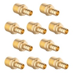 EFIELD 10 PCS Barb Crimp Pex 3/4″ X 3/4″ Male NPT Brass Adapters, Lead Free