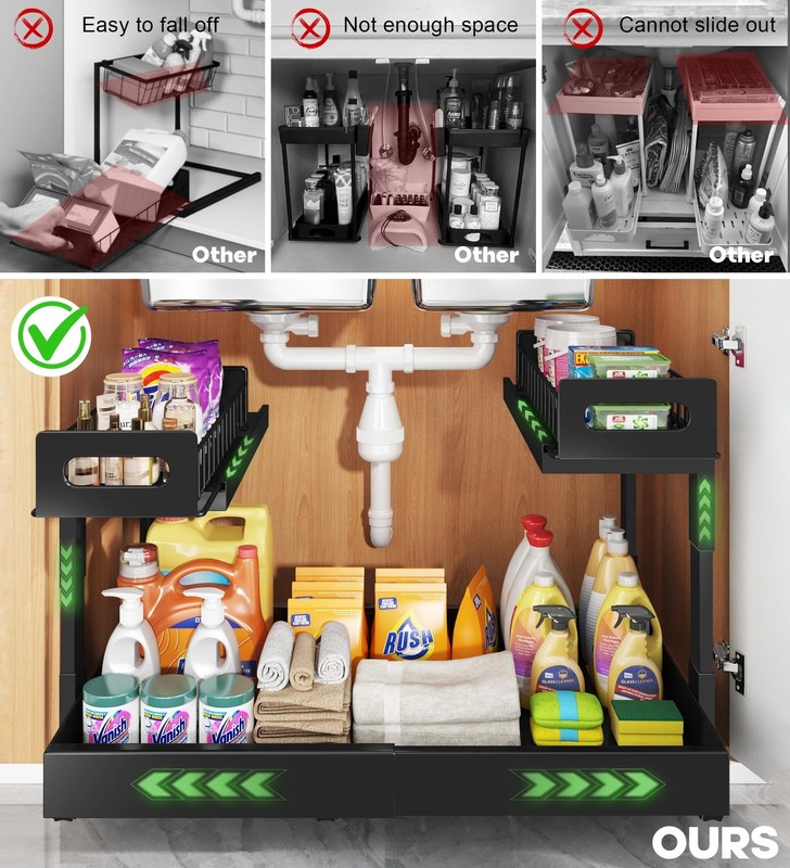 1 Pack Expandable Under Sink Organizers And Storage With Upgrade Ball-Bearing... gallery