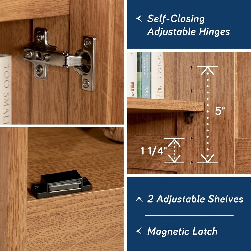 Chic Engineering Wood Storage Cabinet – 3 Adjustable Shelves, Easy Assembly gallery