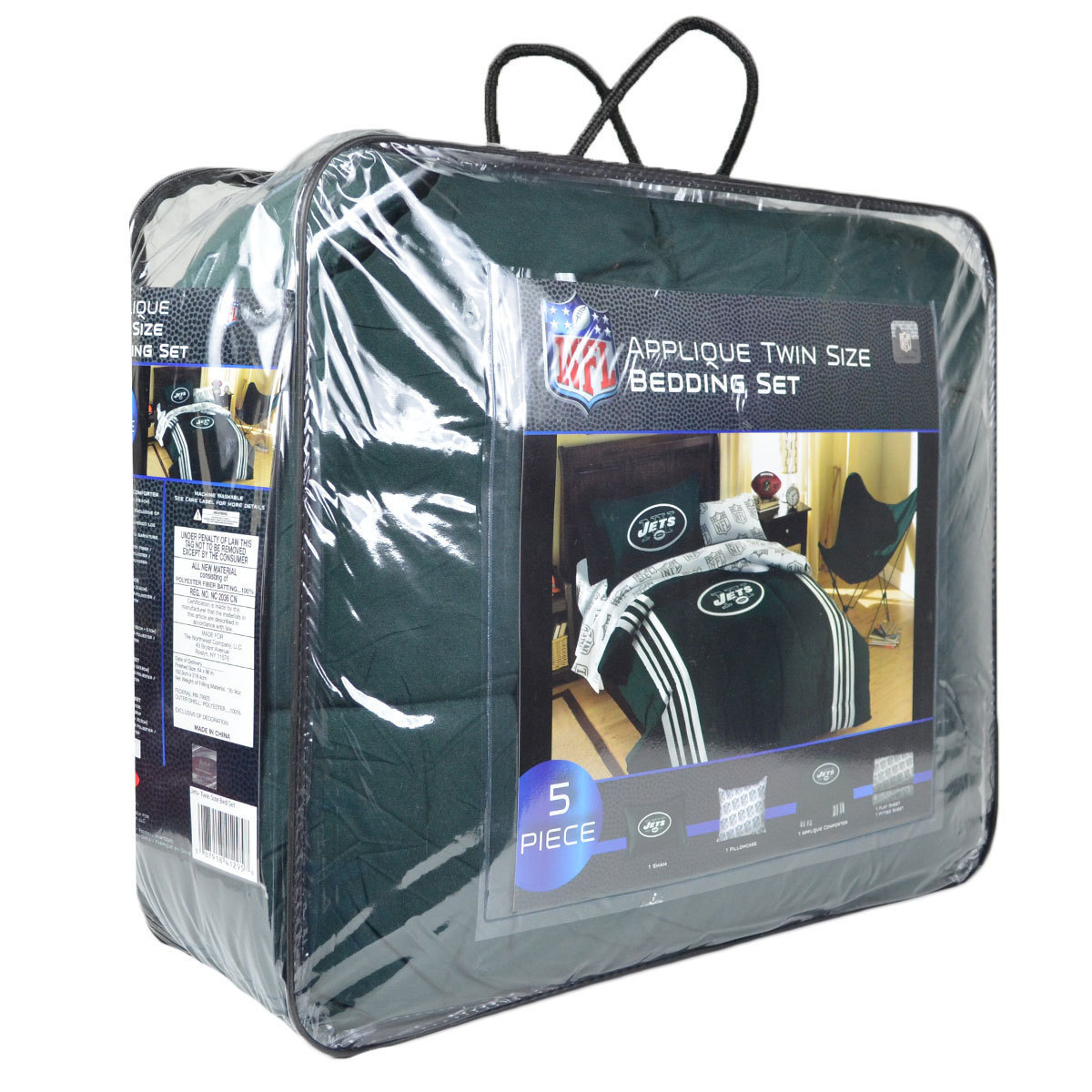 New 5pc NFL New York Jets Bedding Set Comforter Pillowcase Sheet Set Twin Size gallery