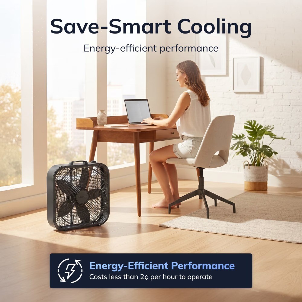 Classic Box Fan with Weather Resistant Motor Portable Cooling Floor or Window gallery
