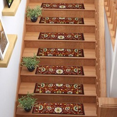 Custom Size Low Profile Loop Pile Mahal Burgundy Stair Treads By Inches