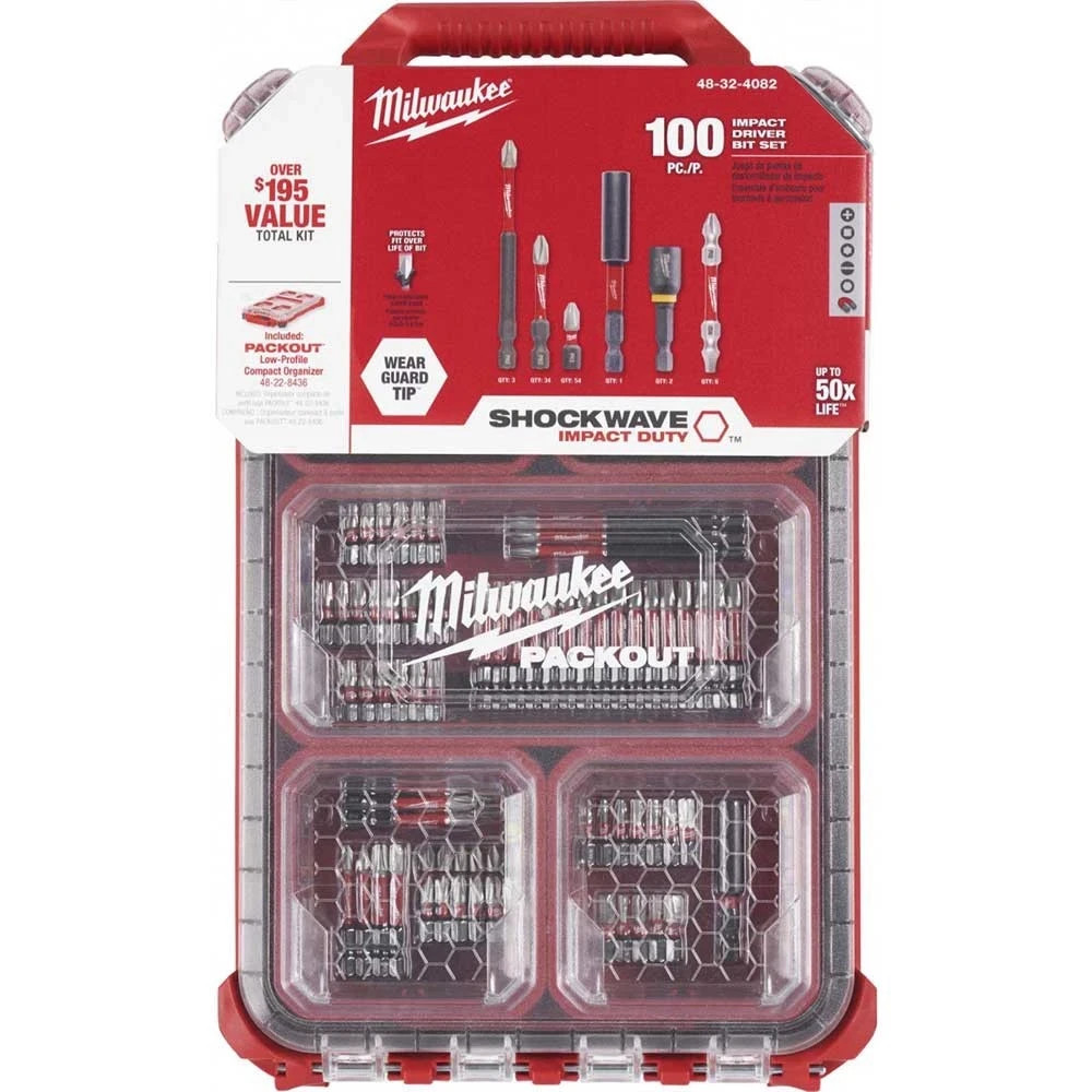 Milwaukee 48-32-4082 PACKOUT Organizer SHOCKWAVE Driver Bit Packout Kit - 100 pc gallery
