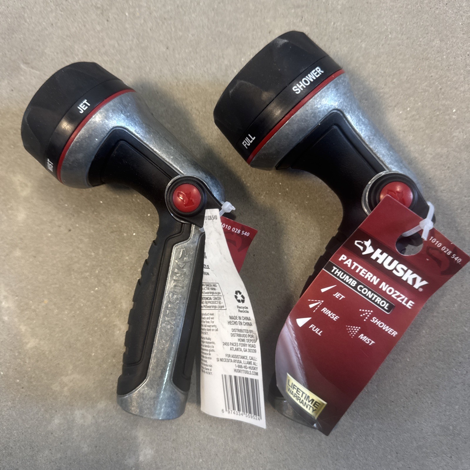2x Husky Multi-Pattern Thumb Control Nozzle Heavy-Duty 1010 028 540 gallery