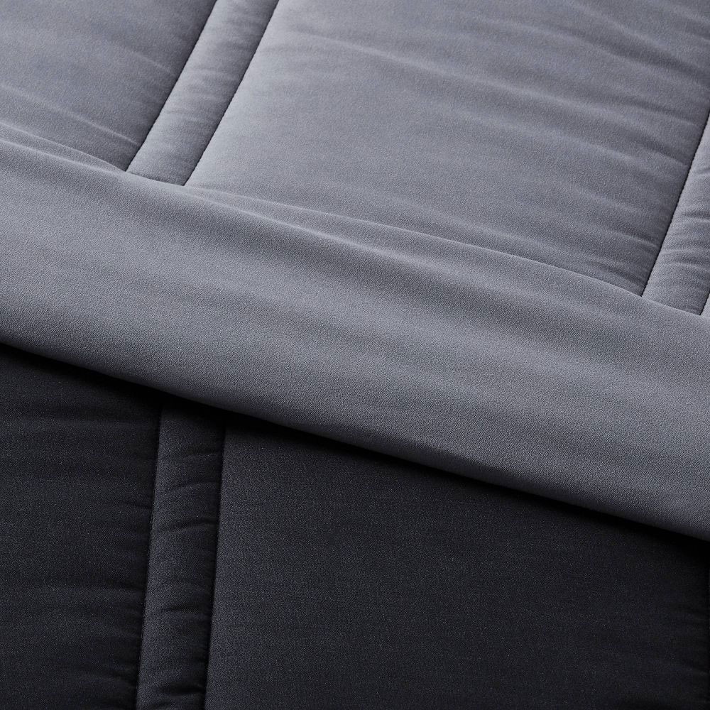 Full/Queen Lofty Microfiber Comforter Black - Room Essentials gallery