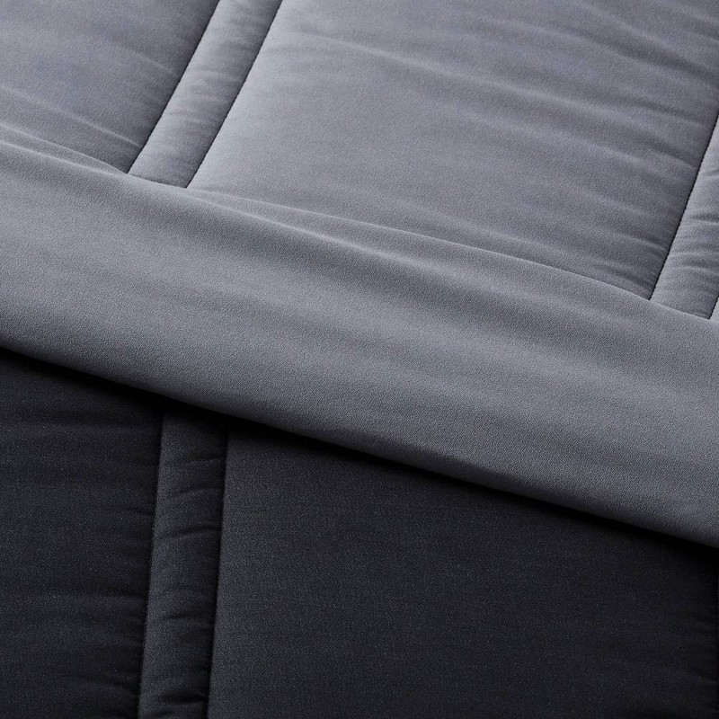 Full/Queen Lofty Microfiber Comforter Black - Room Essentials gallery