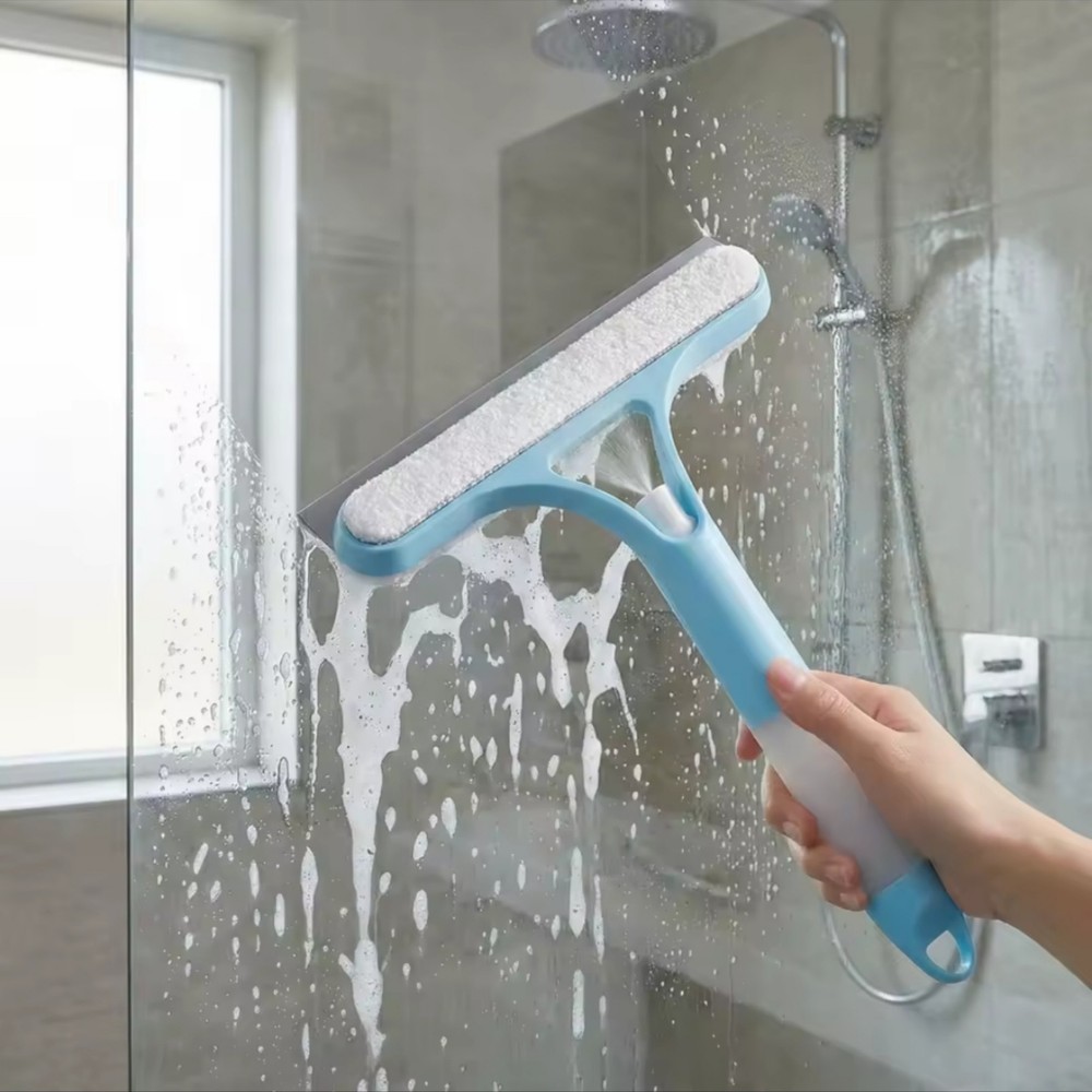 2 in 1 Window Squeegee Cleaner Microfiber Glass Wiper Shower Screen Car...
