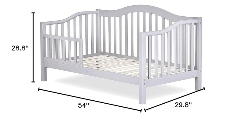 Toddler Day Bed Solid Wood Frame Gray Childrens Daybed with Safety Guard Rails gallery