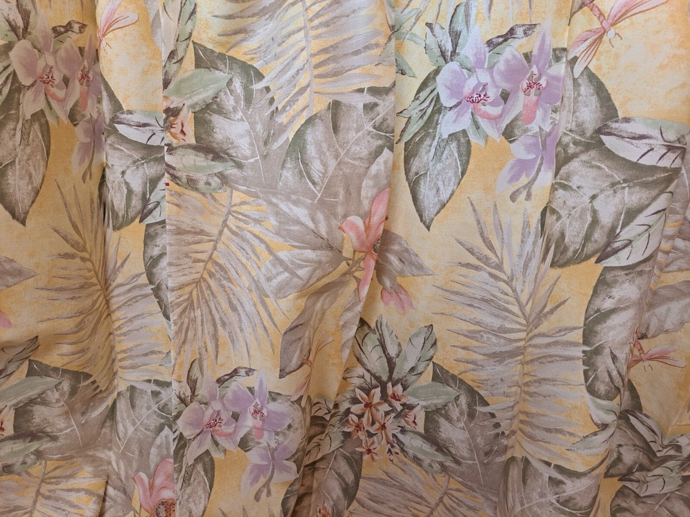 Croscill Shower Cutain Panel Fabric Cotton Tropical Palm Floral Orchid 1pc NWOT