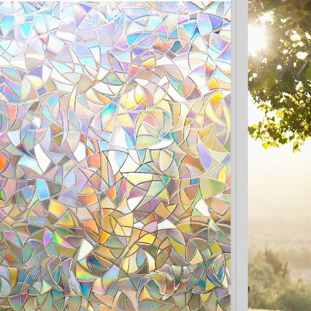 rabbitgoo 3D Rainbow Window Privacy Film Decorative Stained Glass Window Sticker gallery