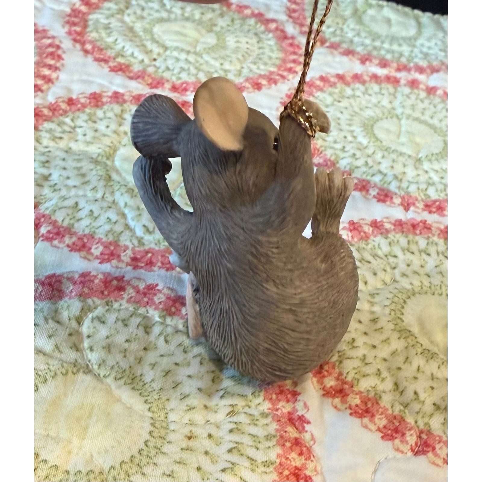Charming Tails Hang In There Mouse Figurine Christmas Ornament Grey Whimsical gallery