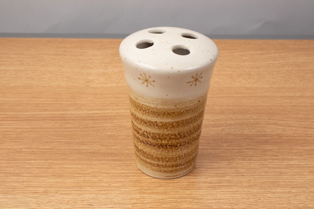 Pier 1 Ceramic Toothbrush Holder Tan Striped Design gallery