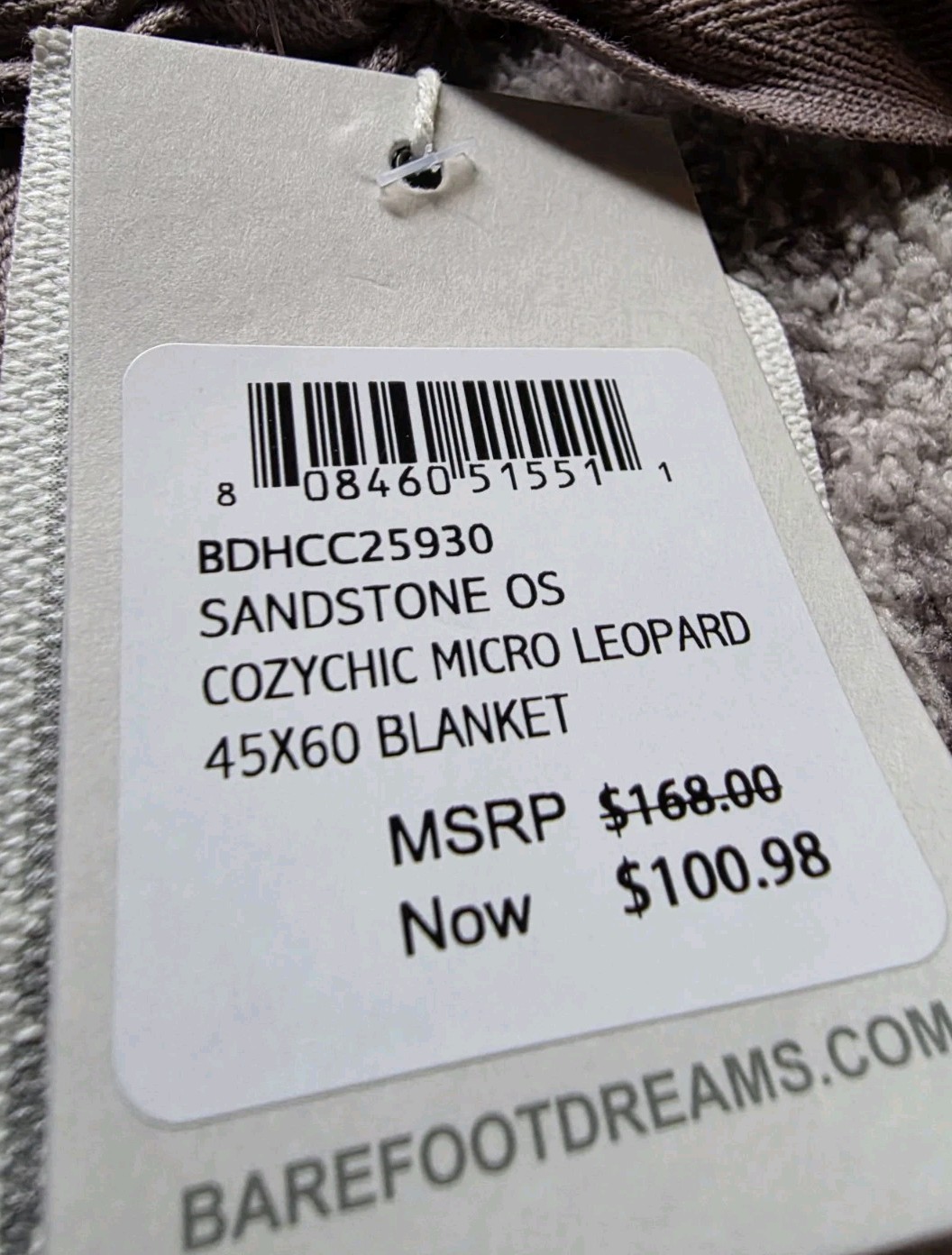 Barefoot Dreams CC Micro Leopard Sandstone Throw 45x60 NWT MSRP $168 ONLY $65 gallery