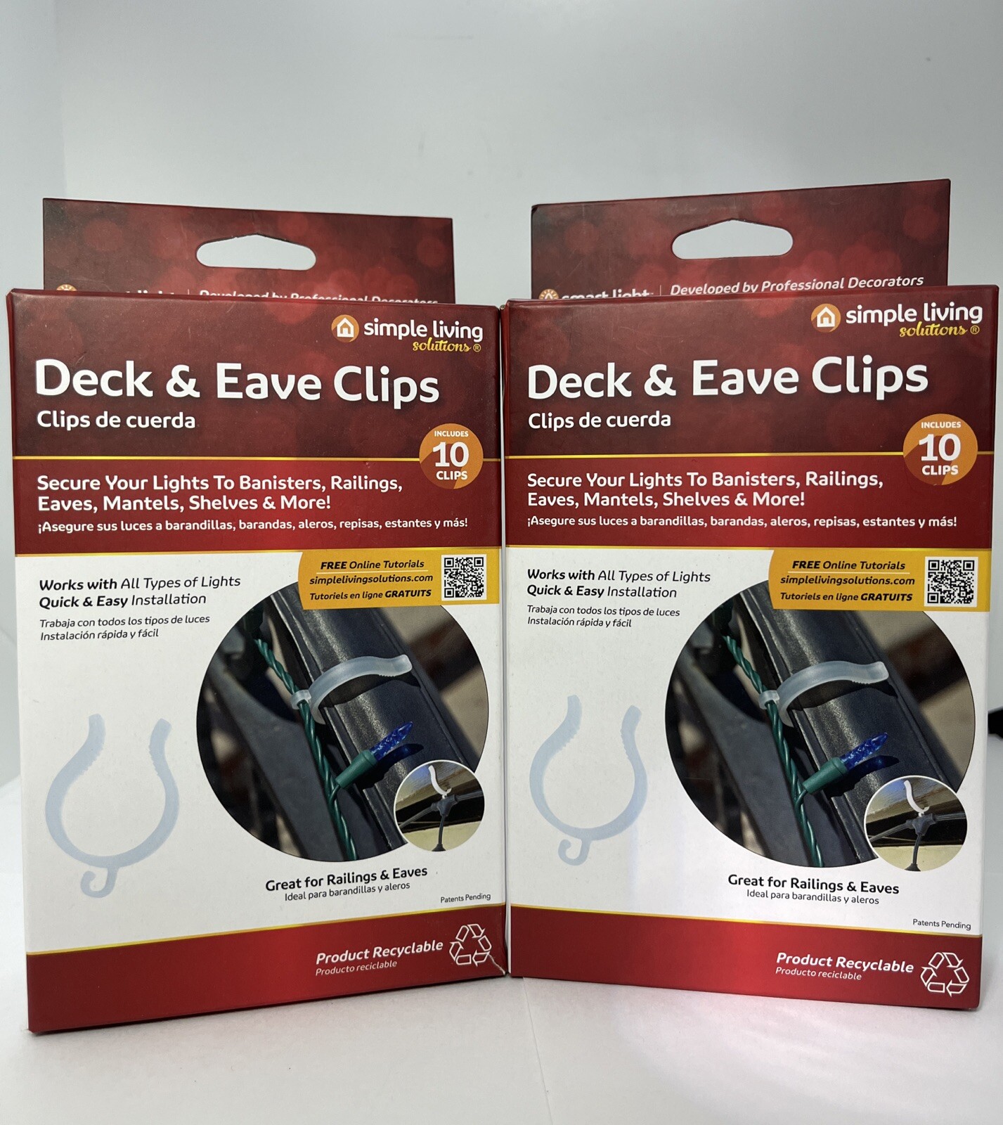 Deck & Eave Clips, Bannisters Railings Eaves Mantels Shelves - 10 Clips (2 PACK) gallery