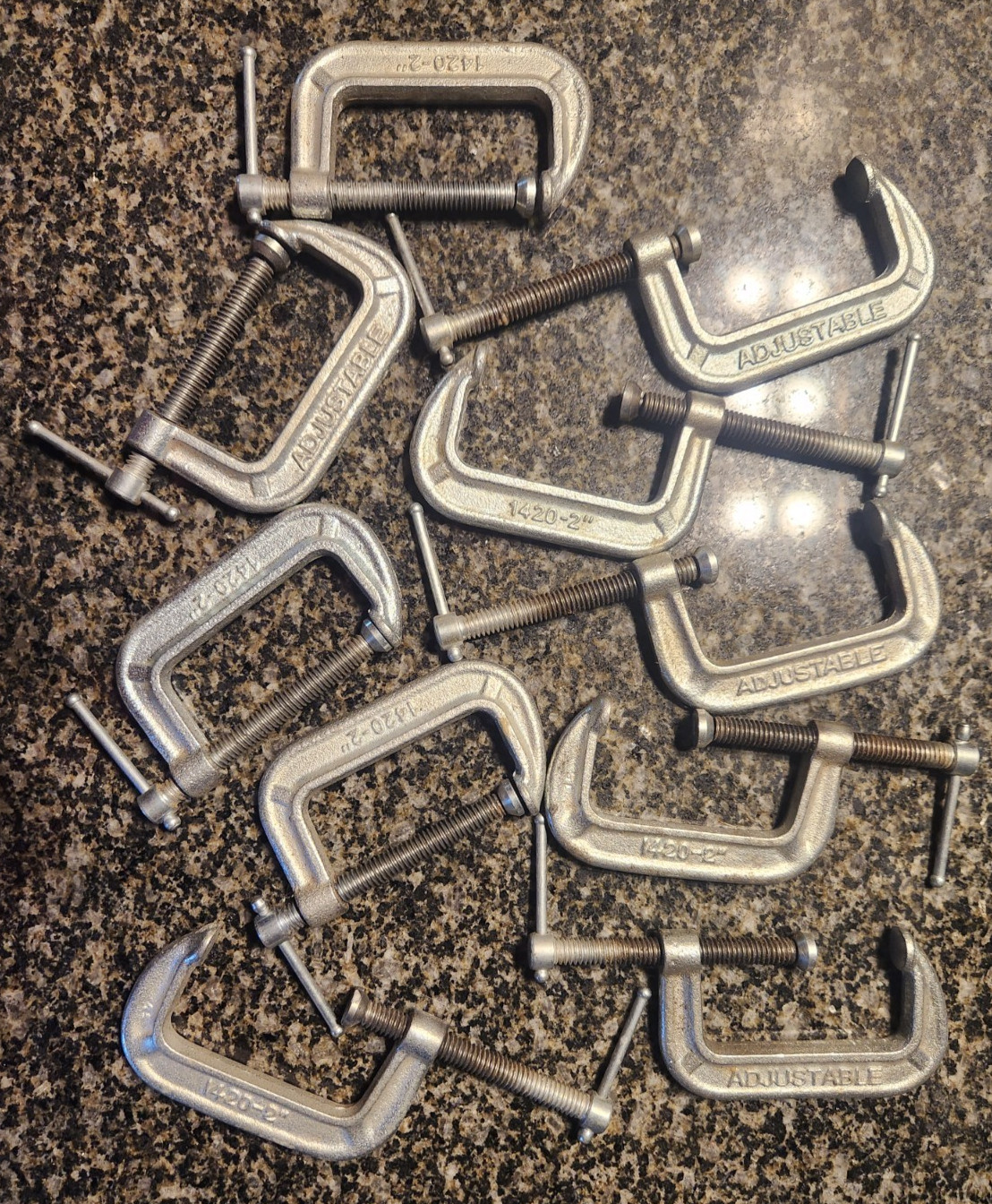 10 VINTAGE 2" #1420 ADJUSTABLE C-CLAMPS LOT OF 10 gallery